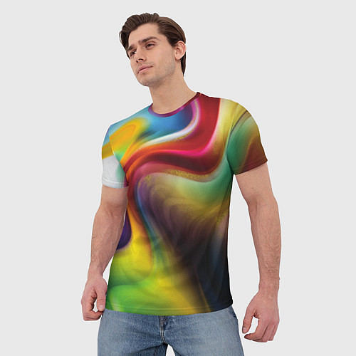Мужская футболка Rainbow waves / 3D-принт – фото 3