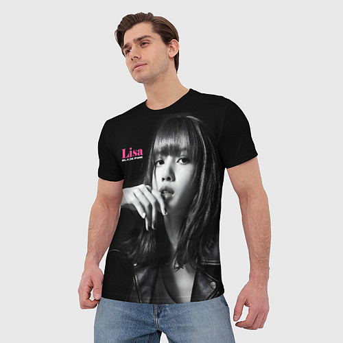 Мужская футболка Blackpink Lisa in leather jacket / 3D-принт – фото 3