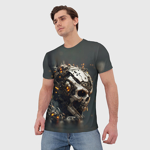 Мужская футболка Кибернетический скелет / 3D-принт – фото 3