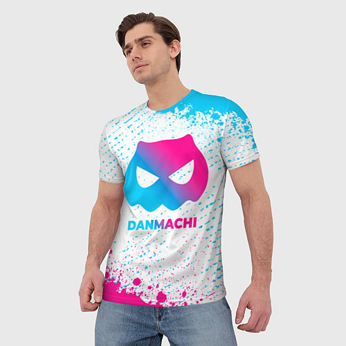 Мужская футболка DanMachi neon gradient style / 3D-принт – фото 3