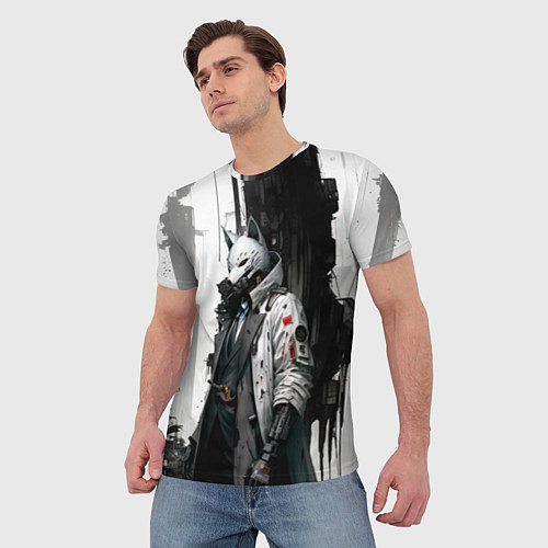 Мужская футболка Охотник в маске кицунэ / 3D-принт – фото 3