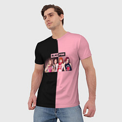 Футболка мужская Черно-розовый градиент Black Pink, цвет: 3D-принт — фото 2