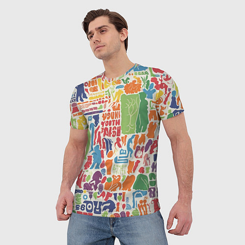 Мужская футболка Красочные каракули / 3D-принт – фото 3