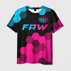 Футболка мужская FAW - neon gradient: символ сверху, цвет: 3D-принт