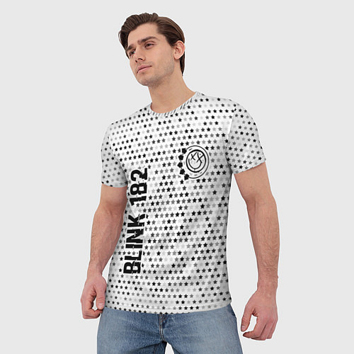 Мужская футболка Blink 182 glitch на светлом фоне: надпись, символ / 3D-принт – фото 3