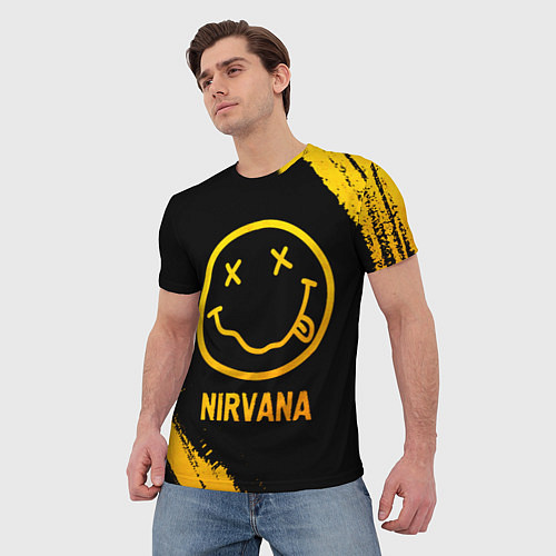 Мужская футболка Nirvana - gold gradient / 3D-принт – фото 3