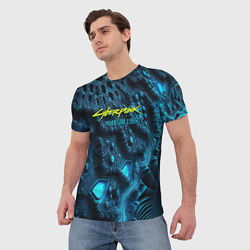 Мужская футболка Cyberpunk ice blue / 3D-принт – фото 3