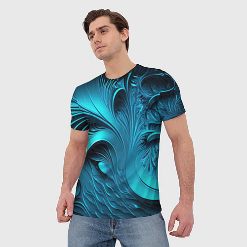 Мужская футболка Неоновые объемные узоры / 3D-принт – фото 3