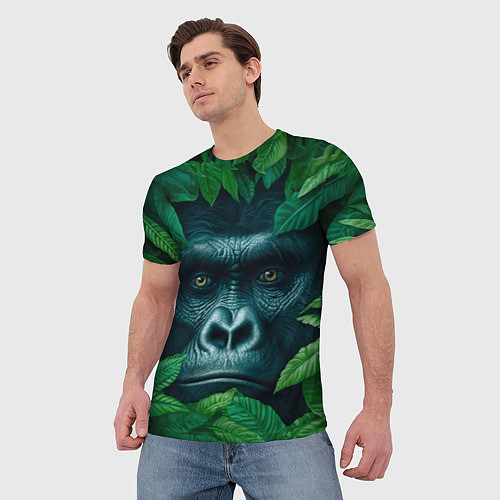 Мужская футболка Горилла в кустах / 3D-принт – фото 3