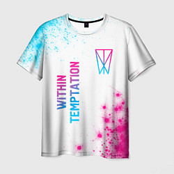 Футболка мужская Within Temptation neon gradient style: надпись, си, цвет: 3D-принт