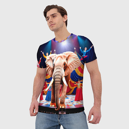 Мужская футболка Слон с цирке / 3D-принт – фото 3
