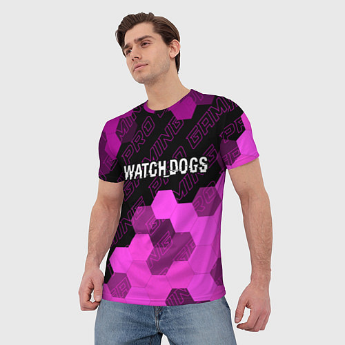 Мужская футболка Watch Dogs pro gaming: символ сверху / 3D-принт – фото 3