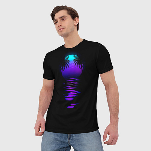 Мужская футболка Луна SynthWave / 3D-принт – фото 3