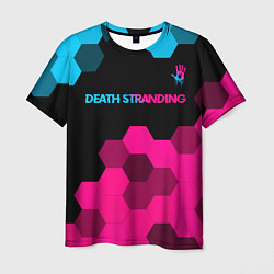 Футболка мужская Death Stranding - neon gradient: символ сверху, цвет: 3D-принт