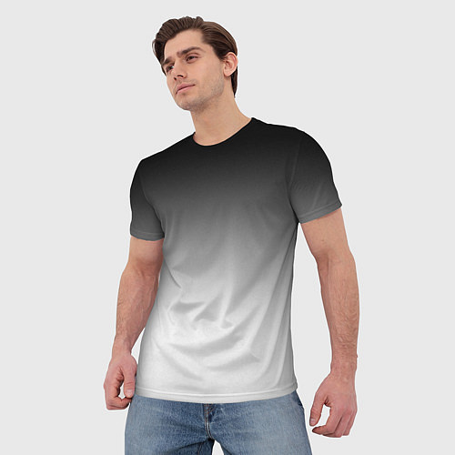 Мужская футболка Black and white gradient / 3D-принт – фото 3