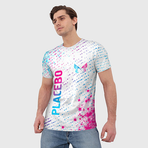 Мужская футболка Placebo neon gradient style: надпись, символ / 3D-принт – фото 3
