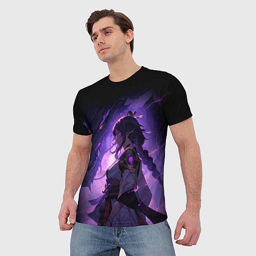 Мужская футболка Мрачный геншин импакт - Raiden / 3D-принт – фото 3