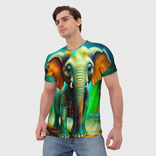 Мужская футболка Слоненок симпатичный / 3D-принт – фото 3