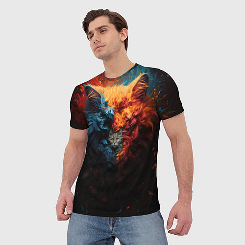 Мужская футболка Котик выглядывает из шерсти / 3D-принт – фото 3