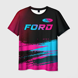 Футболка мужская Ford - neon gradient: символ сверху, цвет: 3D-принт