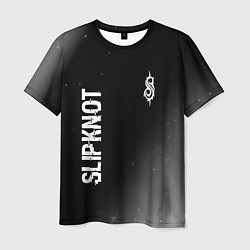 Футболка мужская Slipknot glitch на темном фоне: надпись, символ, цвет: 3D-принт