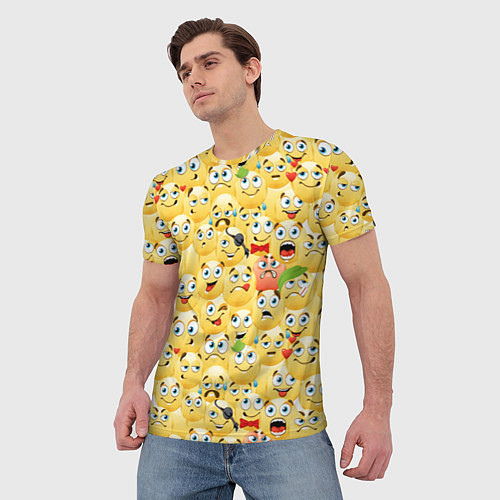 Мужская футболка Смайлики - эмоции / 3D-принт – фото 3