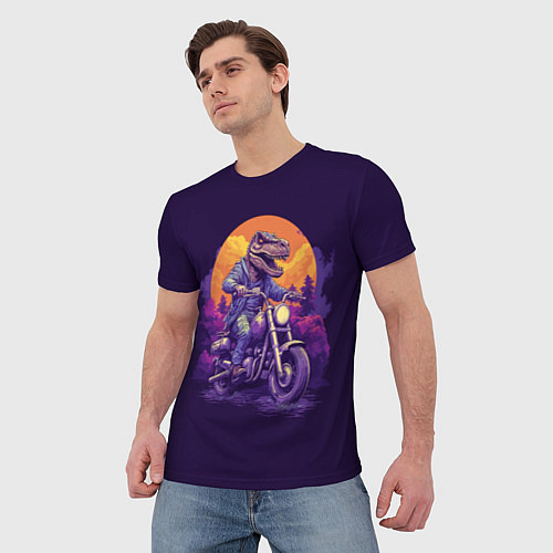 Мужская футболка Динозавр на мотоцикле / 3D-принт – фото 3