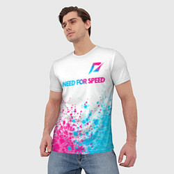 Футболка мужская Need for Speed neon gradient style: символ сверху, цвет: 3D-принт — фото 2