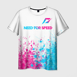 Футболка мужская Need for Speed neon gradient style: символ сверху, цвет: 3D-принт