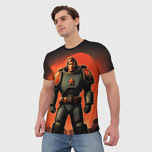 Мужская футболка Космический десантник ретро / 3D-принт – фото 3