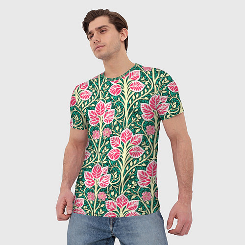Мужская футболка Растительный орнамент в стиле модерн / 3D-принт – фото 3