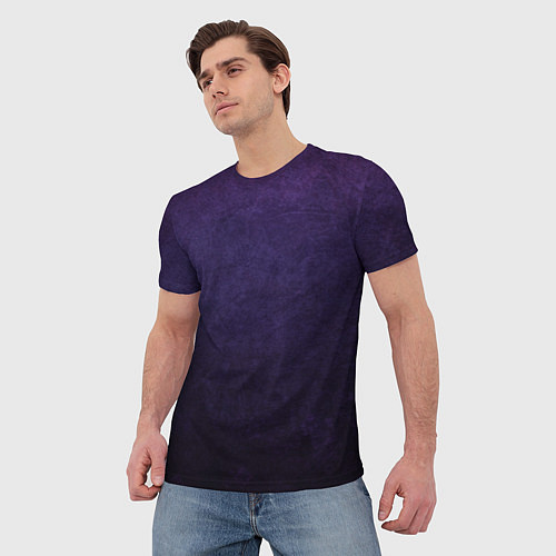 Мужская футболка Фиолетово-черный градиент / 3D-принт – фото 3