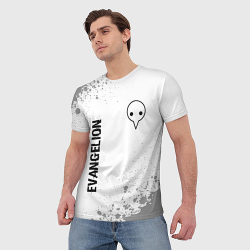 Мужская футболка Evangelion glitch на светлом фоне: надпись, символ / 3D-принт – фото 3