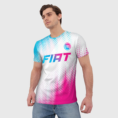 Мужская футболка Fiat neon gradient style: символ сверху / 3D-принт – фото 3