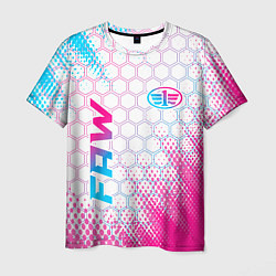 Футболка мужская FAW neon gradient style: надпись, символ, цвет: 3D-принт