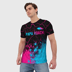 Футболка мужская Papa Roach - neon gradient: символ сверху, цвет: 3D-принт — фото 2