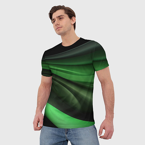 Мужская футболка Темная зеленая текстура / 3D-принт – фото 3