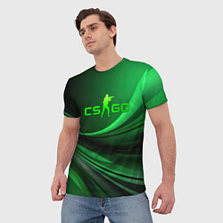 Футболка мужская CS GO green abstract, цвет: 3D-принт — фото 2