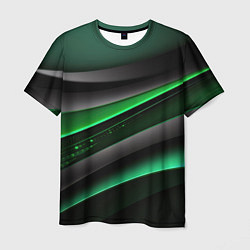 Футболка мужская Black green line, цвет: 3D-принт