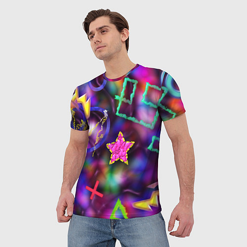 Мужская футболка Праздничный street-art со звёздочкой / 3D-принт – фото 3