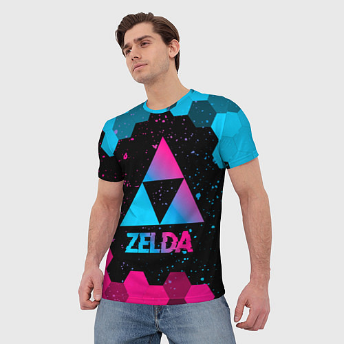 Мужская футболка Zelda - neon gradient / 3D-принт – фото 3