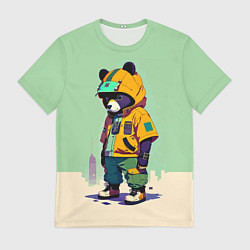 Футболка мужская Прикольный мишутка - городской стиль, цвет: 3D-принт