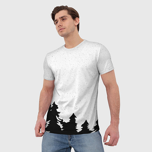Мужская футболка Стилизация ёлки зима / 3D-принт – фото 3