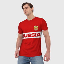 Футболка мужская Russia - красно-белый, цвет: 3D-принт — фото 2