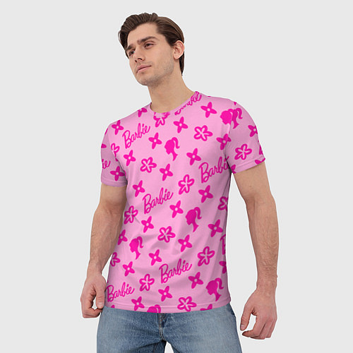 Мужская футболка Барби паттерн розовый / 3D-принт – фото 3