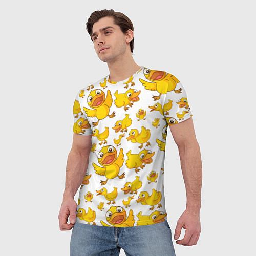 Мужская футболка Yellow ducklings / 3D-принт – фото 3