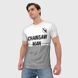 Футболка мужская Chainsaw Man glitch на светлом фоне: символ сверху, цвет: 3D-принт — фото 2
