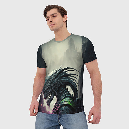 Мужская футболка Городской ксеноморф / 3D-принт – фото 3