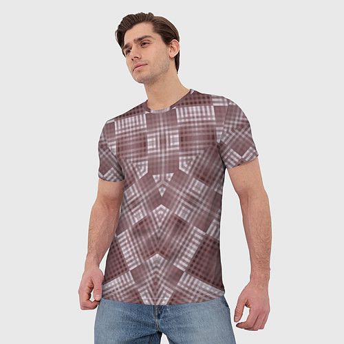 Мужская футболка В коричневых тонах геометрический узор / 3D-принт – фото 3