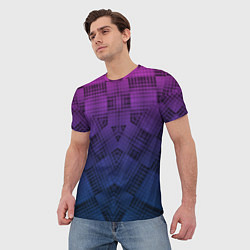 Футболка мужская Пурпурно-синий геометрический узор, цвет: 3D-принт — фото 2